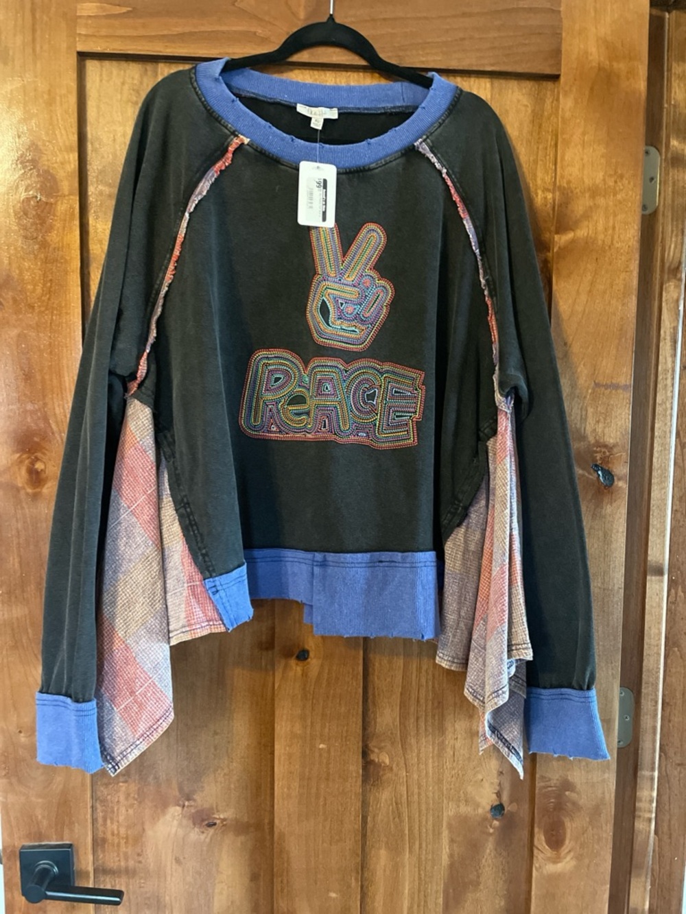 Oli & Hali Blue and Black Peace Crewneck Sweatshirt